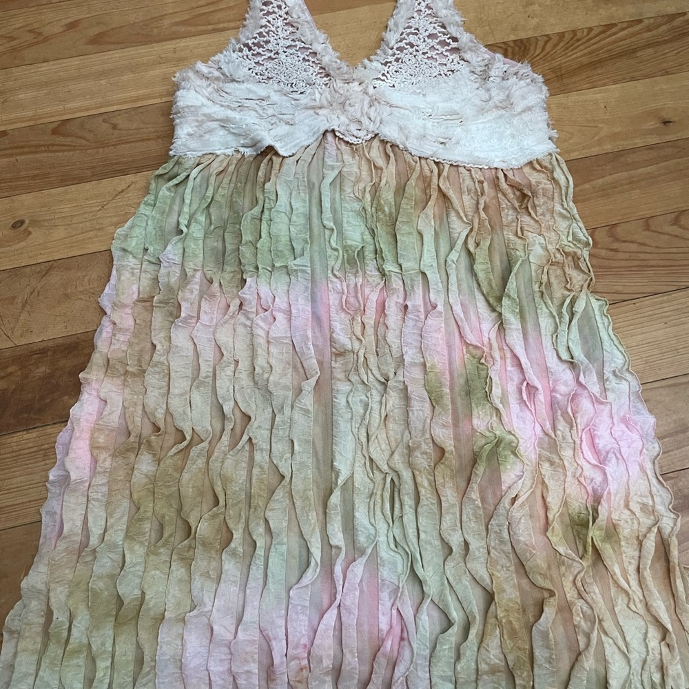 Noelle Lace and Pleated Multicolor Mini Dress Ruffles